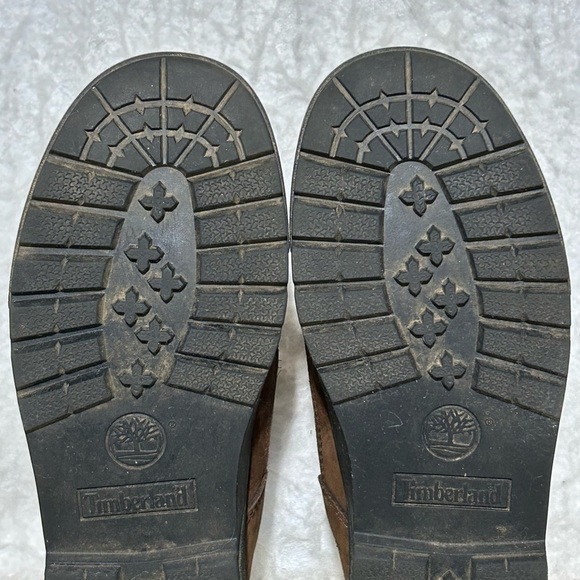 Timberland Boys Brown/Green Field Leather Waterproof Hiking Boots Shoes SZ 3.5 - Picture 9 of 12